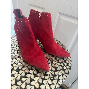 Marc-fisher Studded Red Suede Boots